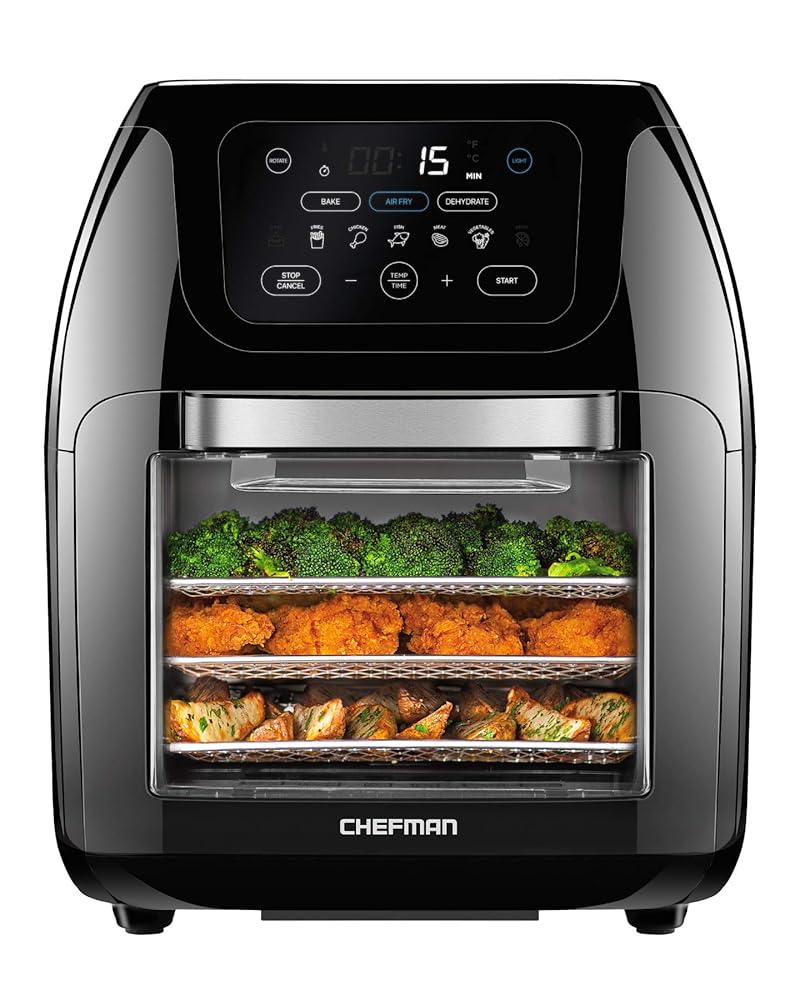 CHEFMAN 10L Multifunctional Digital Air Fryer with Rotisserie, Dehydrator, and Convection Oven – 17 Contact Display screen Presets for Frying, Roasting, Dehydrating, and Baking, with Auto…