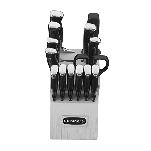 Cuisinart 15-Piece Knife Set with Block – Excessive Carbon Stainless Metal, Solid Triple Rivet, Black and Grey (Mannequin: C77BTR-15PG)