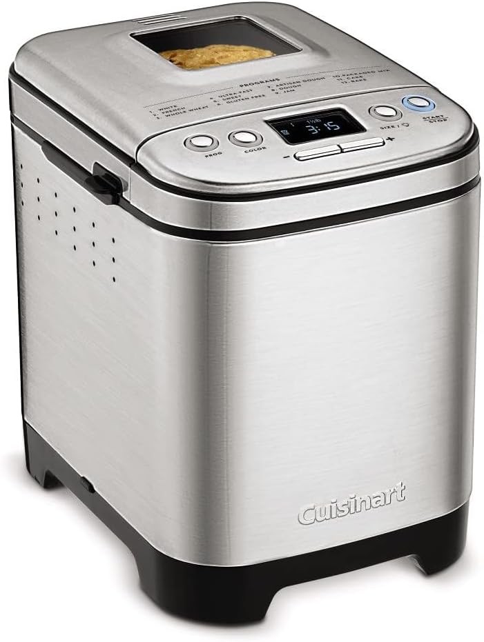 Cuisinart CBK-110P1 Compact Computerized Bread Maker, Customizable Settings for As much as 2lb Loaves, Silver and Black