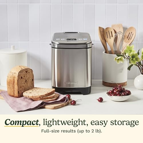 Cuisinart CBK-110P1 Compact Computerized Bread Maker, Customizable Settings for As much as 2lb Loaves, Silver and Black