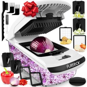 Fullstar Vegetable Chopper – Multi-Purposeful Meals Chopper and Slicer – Onion Chopper & Spiralizer – Veggie Chopper with Storage Container – Important Kitchen Gadget for House