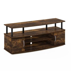 Furinno Jaya TV Stand and Leisure Heart for TVs as much as 55 inches, Amber Pine and Black