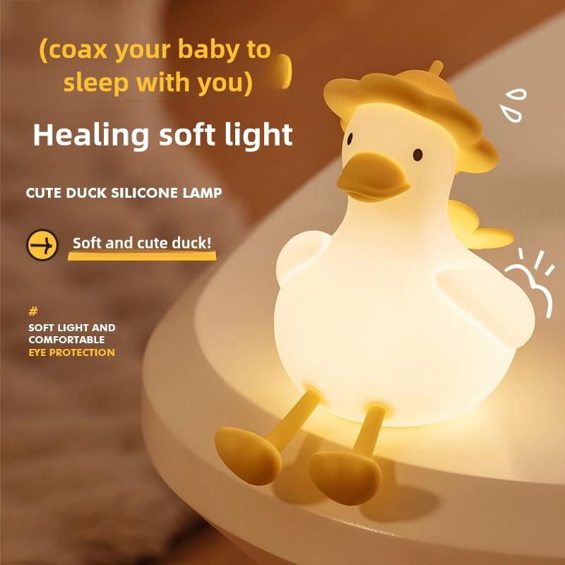 Lovable Delicate Silicone Duck Night time Gentle for Youngsters - Moveable Rechargeable LED Lamp for Residence Decor and Bedside Use in Bedrooms and Nurseries