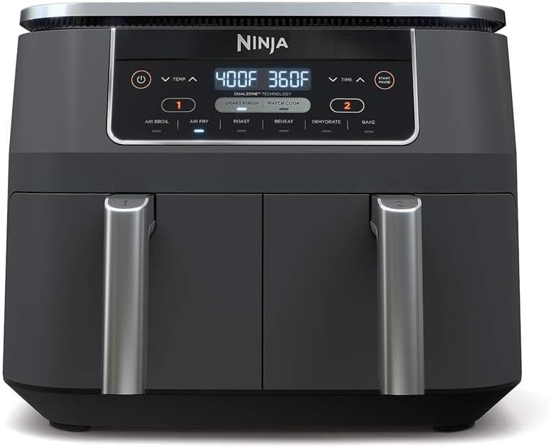 Ninja DZ201 Foodi 8-Quart 6-in-1 DualZone Air Fryer with Two Unbiased Baskets, Match Cook dinner, and Sensible End for Roasting, Broiling, Dehydrating, and Extra – Fast and Simple…