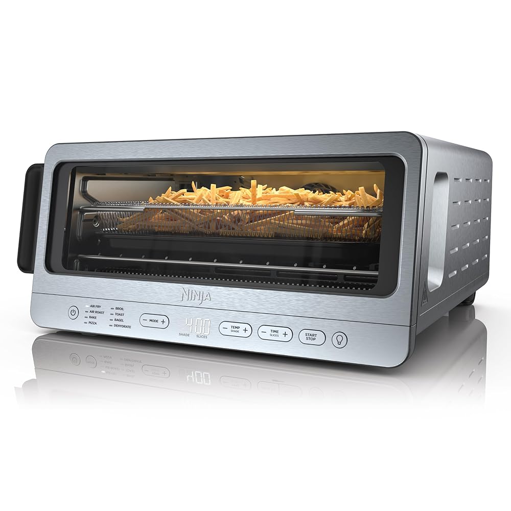 Ninja Flip Toaster Oven & Air Fryer: 8-in-1 Versatility with Flip-Up Storage, Massive Capability, Air Fry Basket, Sheet Pan, Wire Rack, and Detachable Crumb Tray