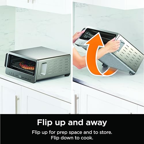 Ninja Flip Toaster Oven & Air Fryer: 8-in-1 Versatility with Flip-Up Storage, Massive Capability, Air Fry Basket, Sheet Pan, Wire Rack, and Detachable Crumb Tray