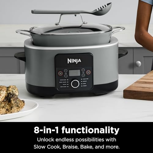 Ninja MC1001 Foodi PossibleCooker PRO 8.5-Quart Multi-Cooker: 8-in-1 Gradual Cooker, Dutch Oven, Steamer, with Glass Lid, Constructed-in Spoon, Nonstick and Oven Secure as much as 500°F