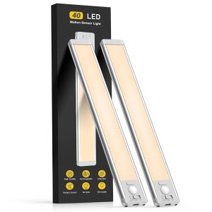 Rechargeable Battery-Powered Beneath Cupboard Lights with Movement Sensor – 40 LED Indoor Magnetic Dimmable Closet Lights, 2-Pack, Wi-fi Beneath Counter Lighting for Kitchen and Stairs